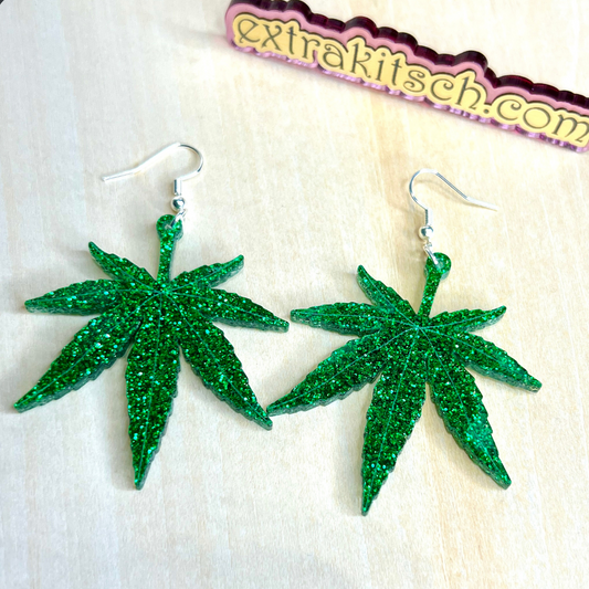 Glitter Marijuana Leaf Earrings
