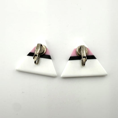 Vintage Mod Triangle Lucite Clip-On Earrings
