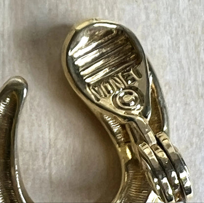 Monet Gold & Ivory Enamel Hoop Clip On Earrings