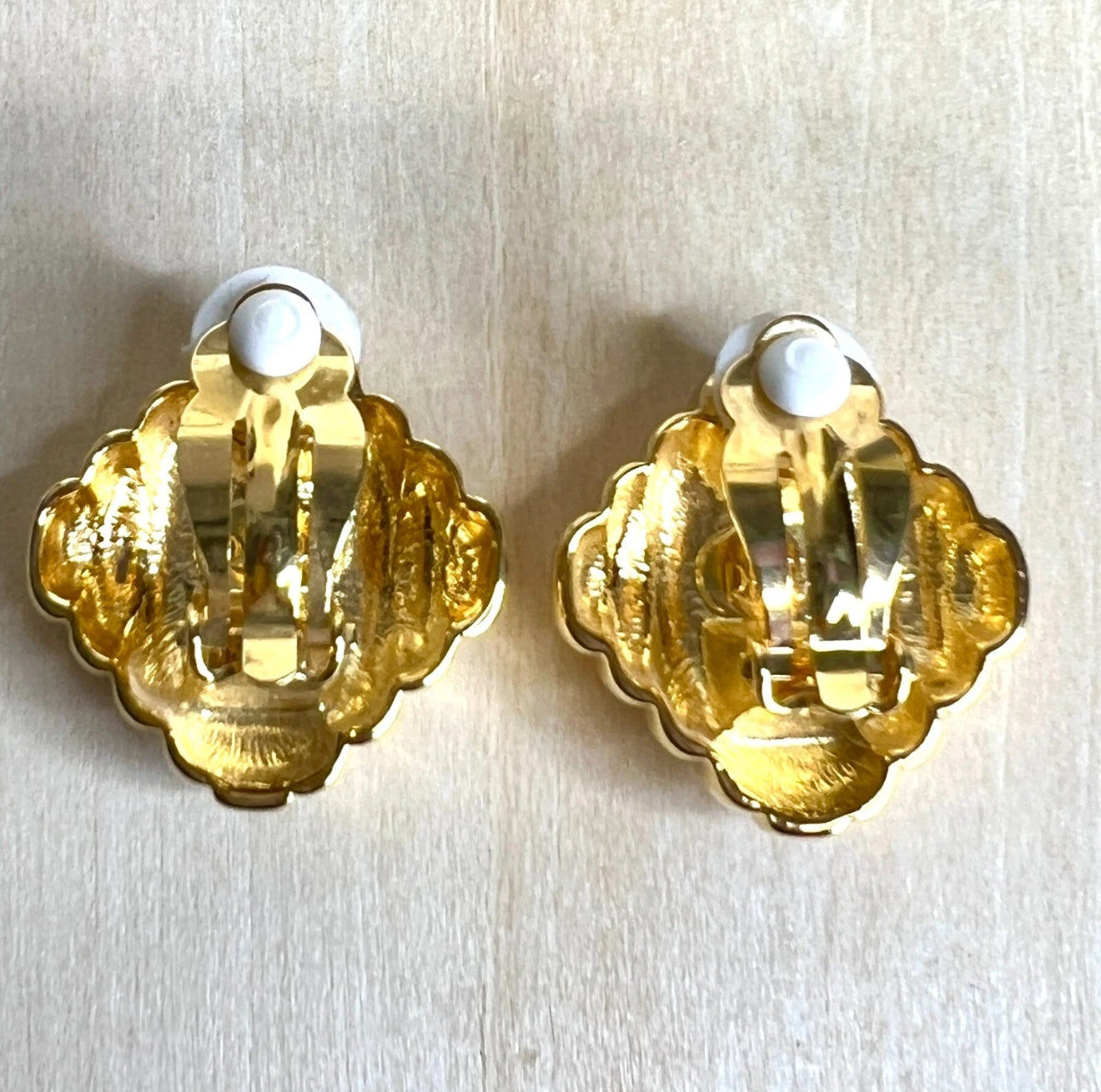 Joan Rivers Gold Rhinestone Clip On Earrings - Signed