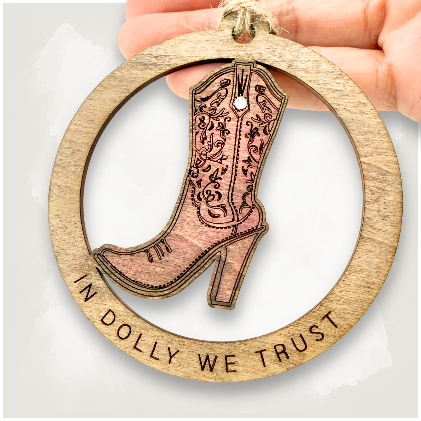 Pink Cowgirl Boot Ornament