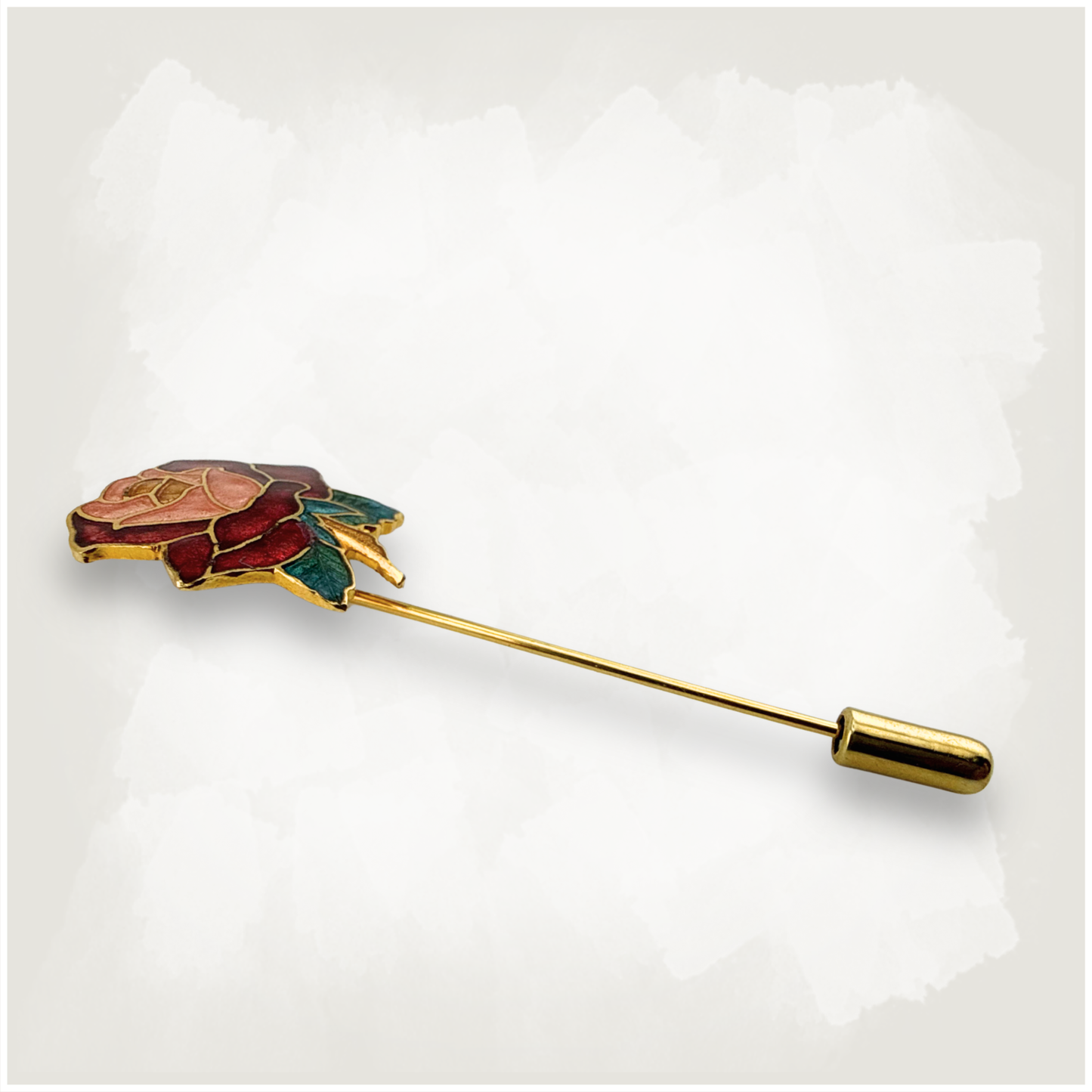 Red Rose Cloissone-Style Stick Pin