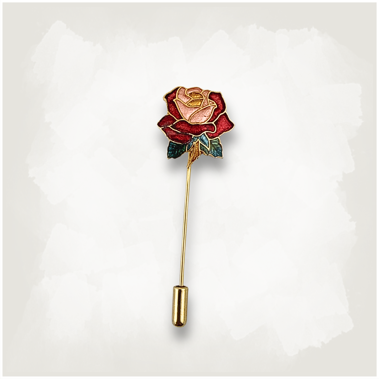 Red Rose Cloissone-Style Stick Pin