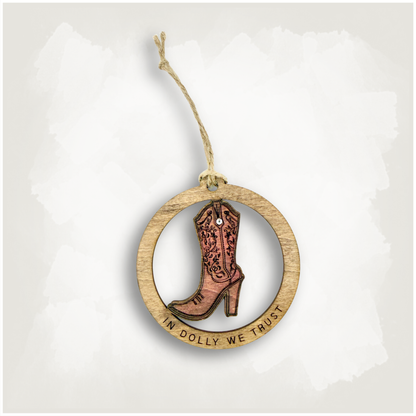 Pink Cowgirl Boot Ornament