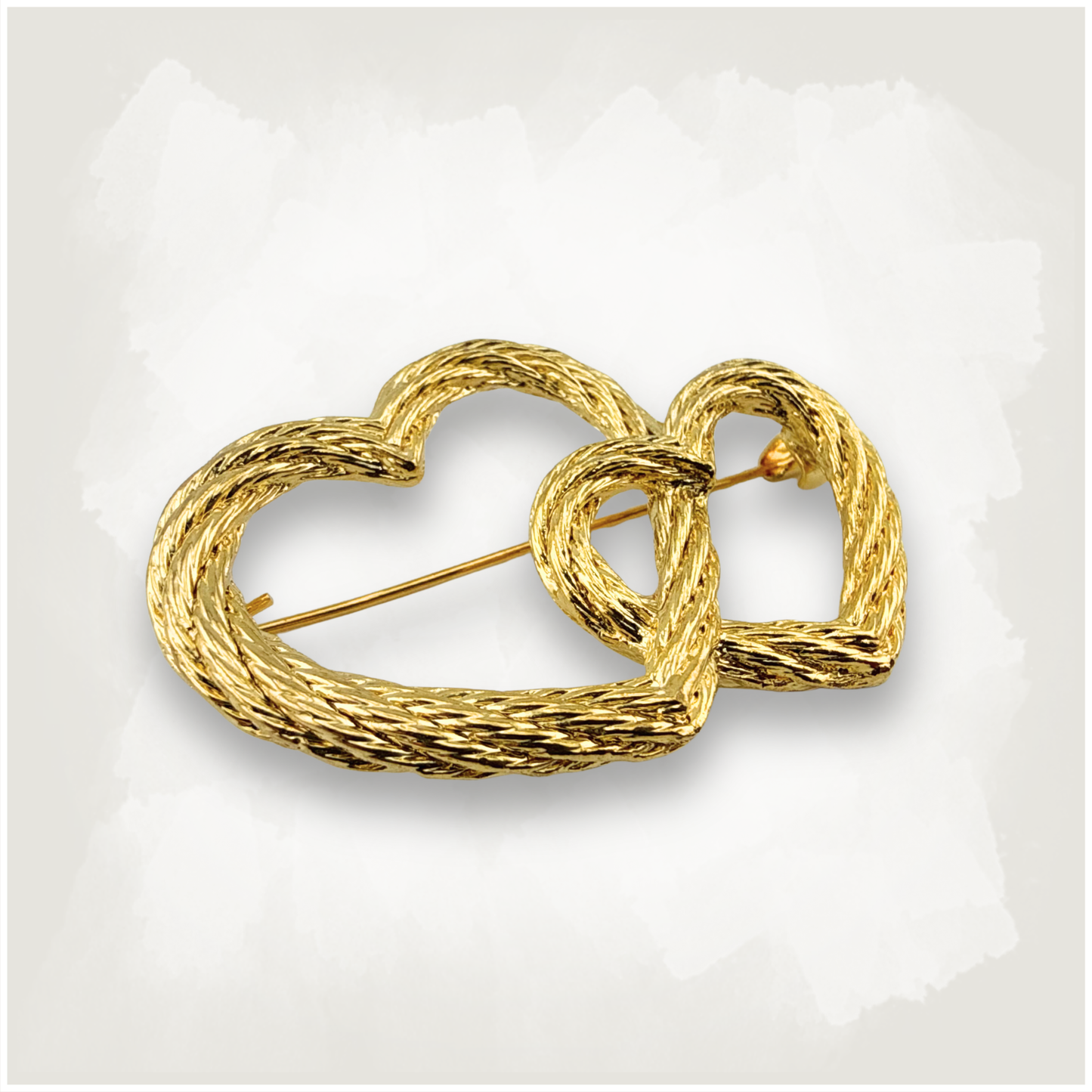 Vintage Double Interlocking Hearts Brooch