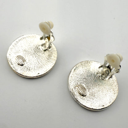 Vintage Enamel Striped Clip On Earrings