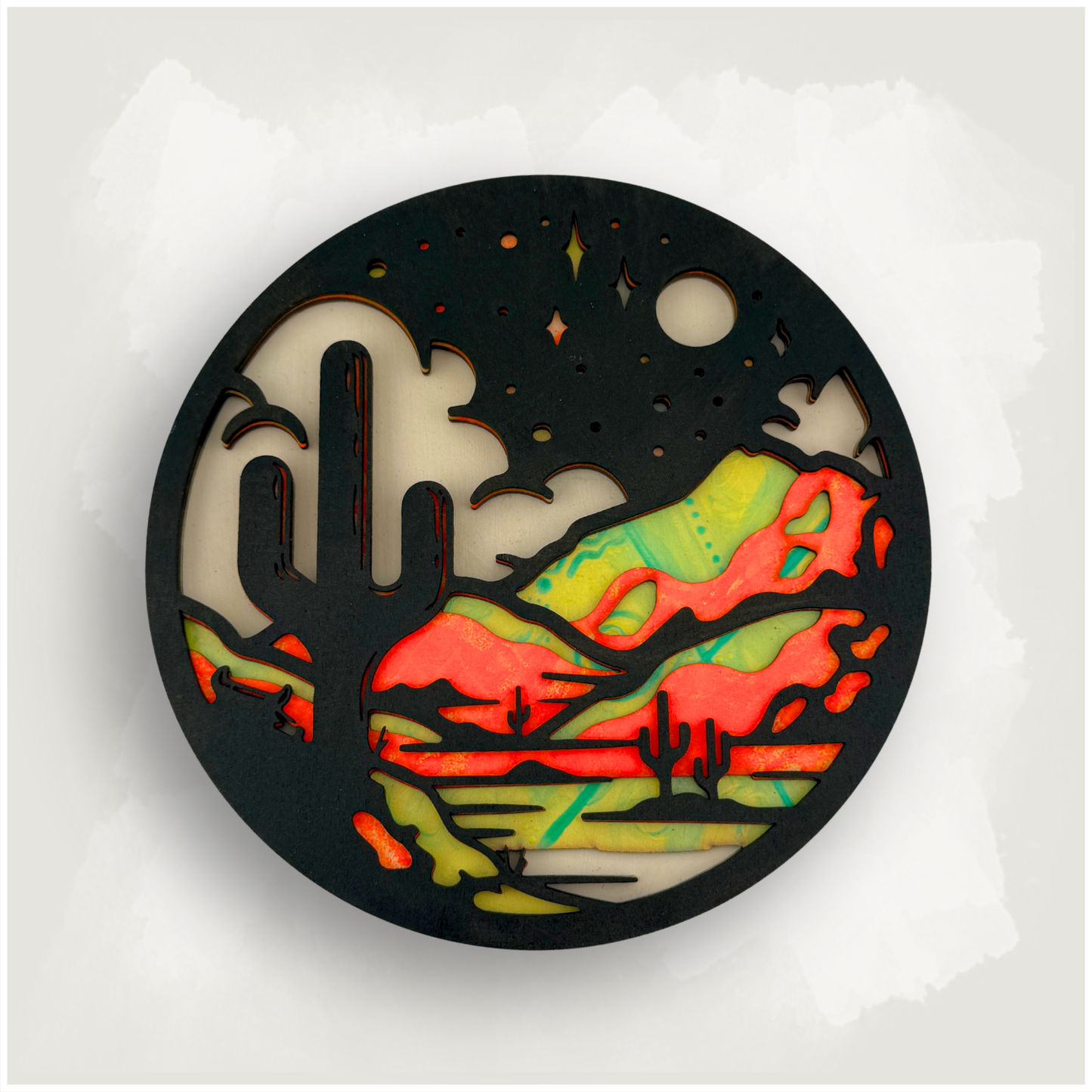 Psychedelic Trippy Desert Blacklight Wood Wall Art