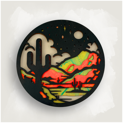 Psychedelic Trippy Desert Blacklight Wood Wall Art