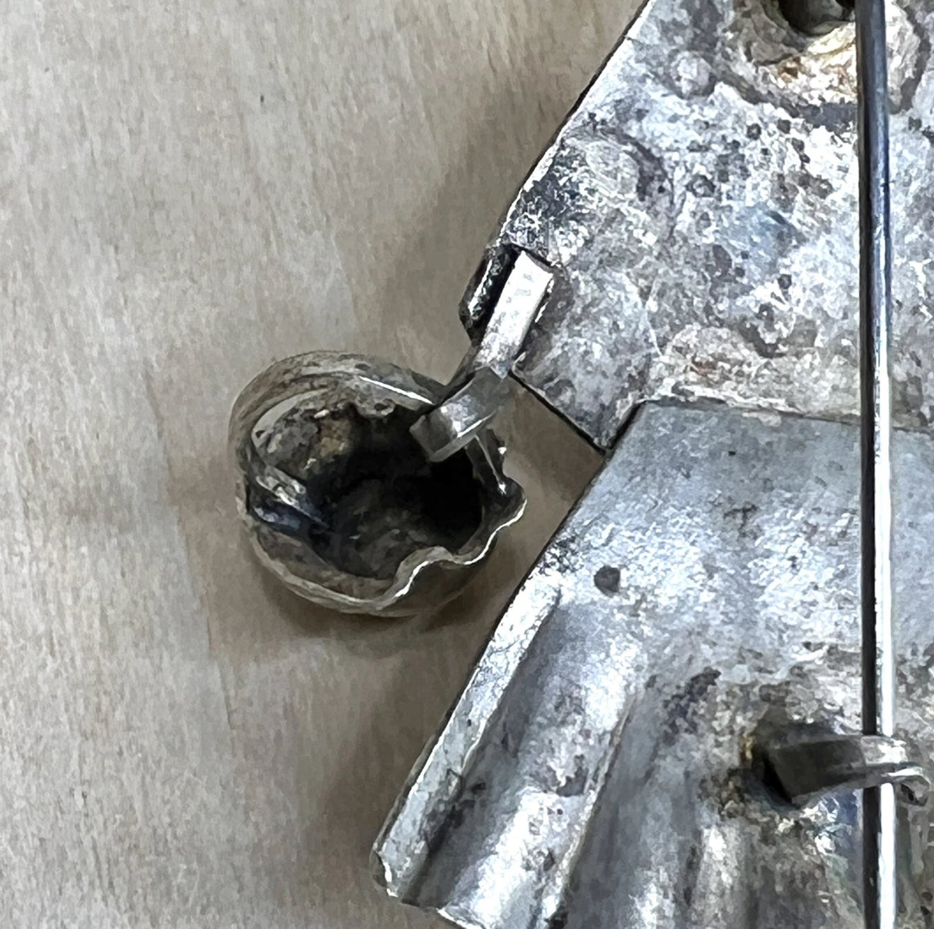 Vintage Metal Folk Art Brooch