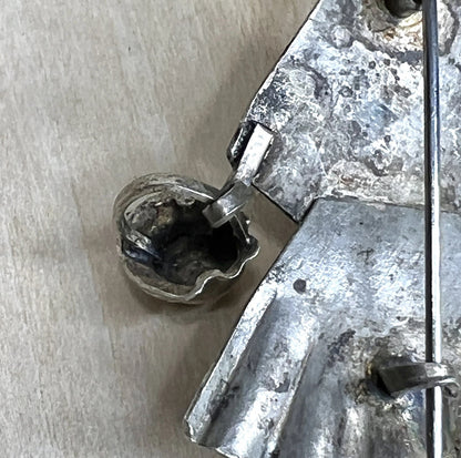 Vintage Metal Folk Art Brooch