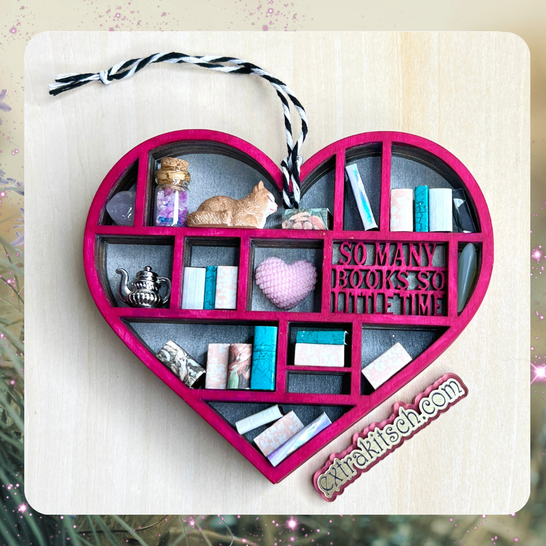 Mini Bookshelf Heart Ornament