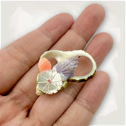 Vintage Floral Shell Pin