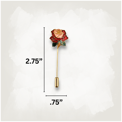 Red Rose Cloissone-Style Stick Pin