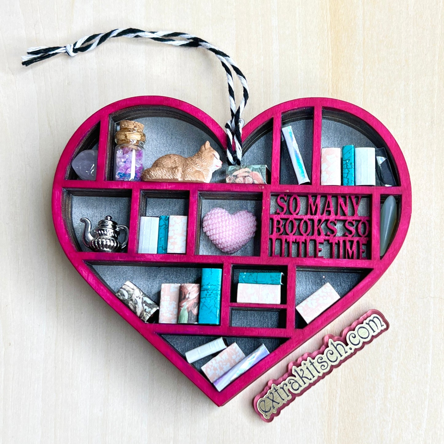 Mini Bookshelf Heart Ornament