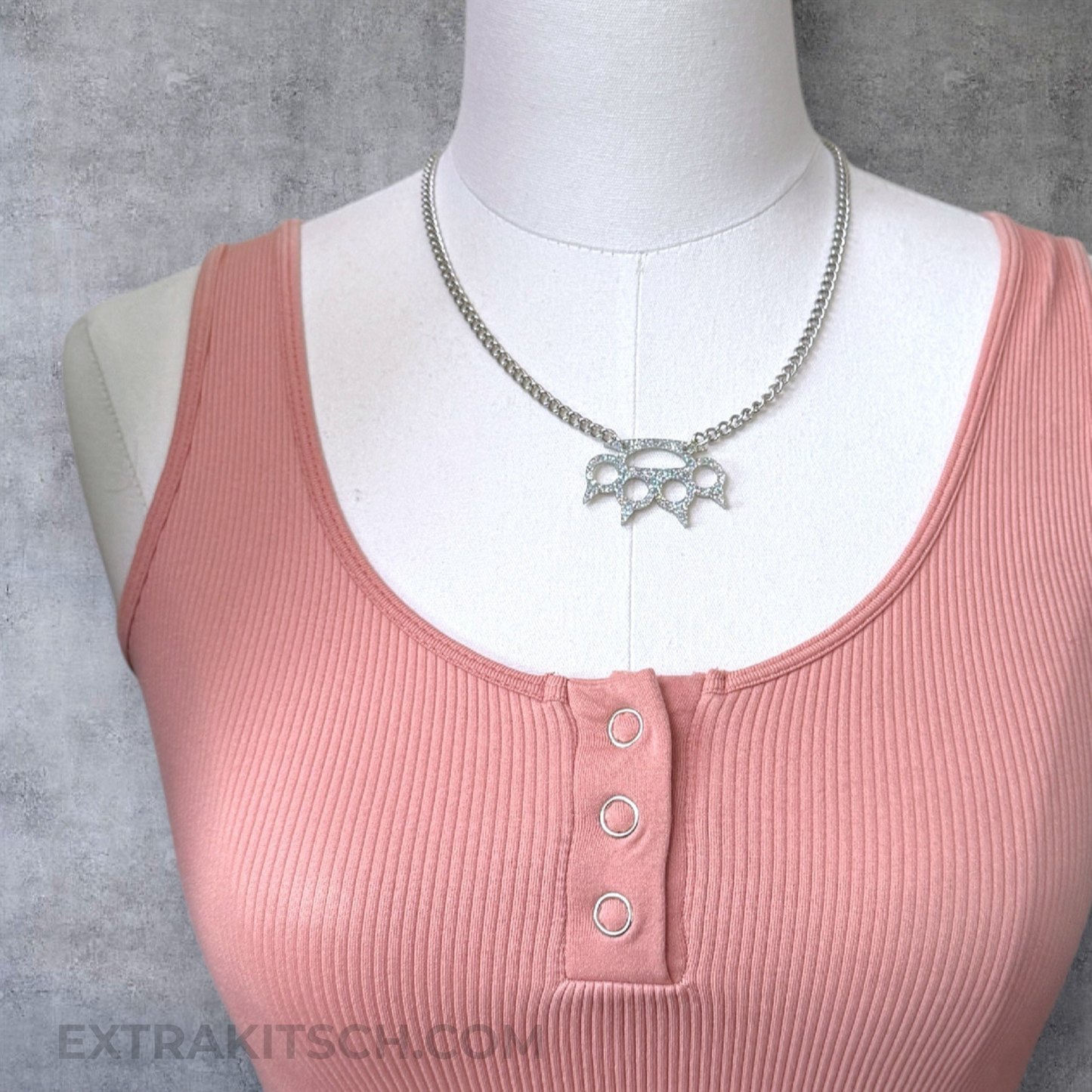 Y2K Glitter Knuckles Emo Necklace * Small Charm