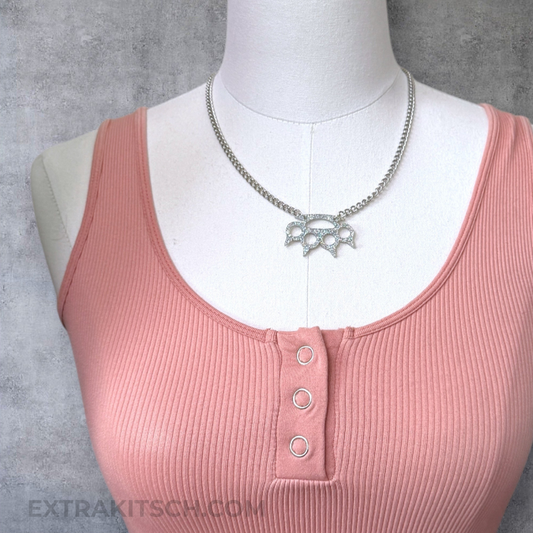 Y2K Glitter Knuckles Emo Necklace * Small Charm