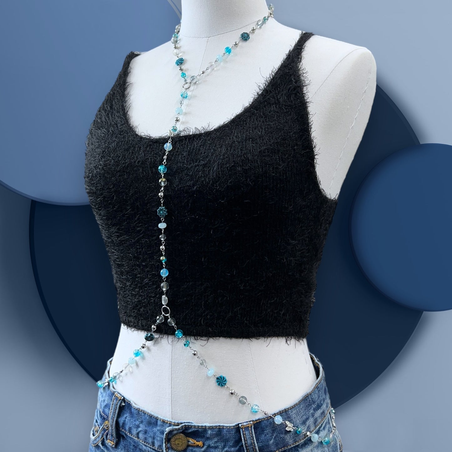 Blue Butterfly Beaded Body Chain