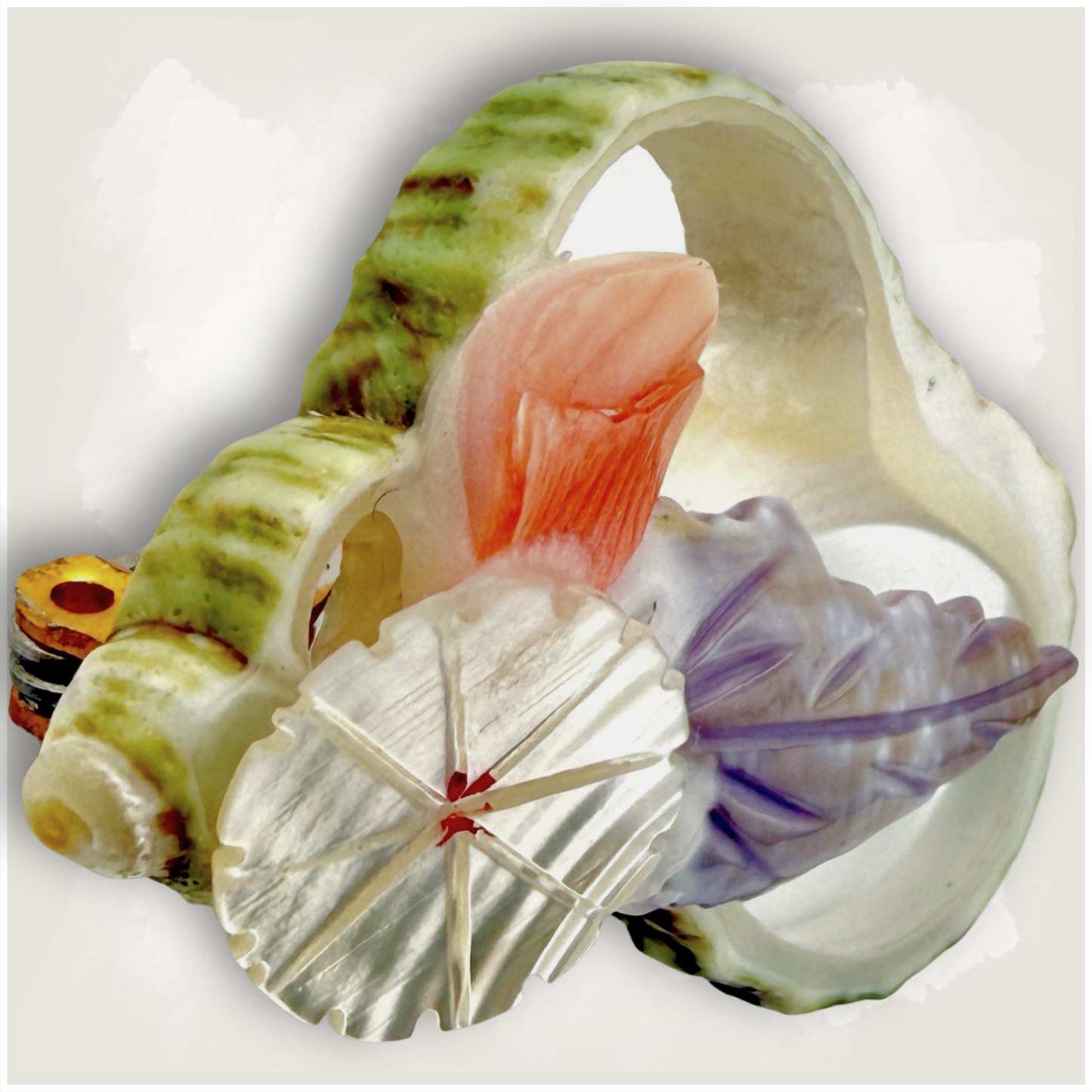 Vintage Floral Shell Pin