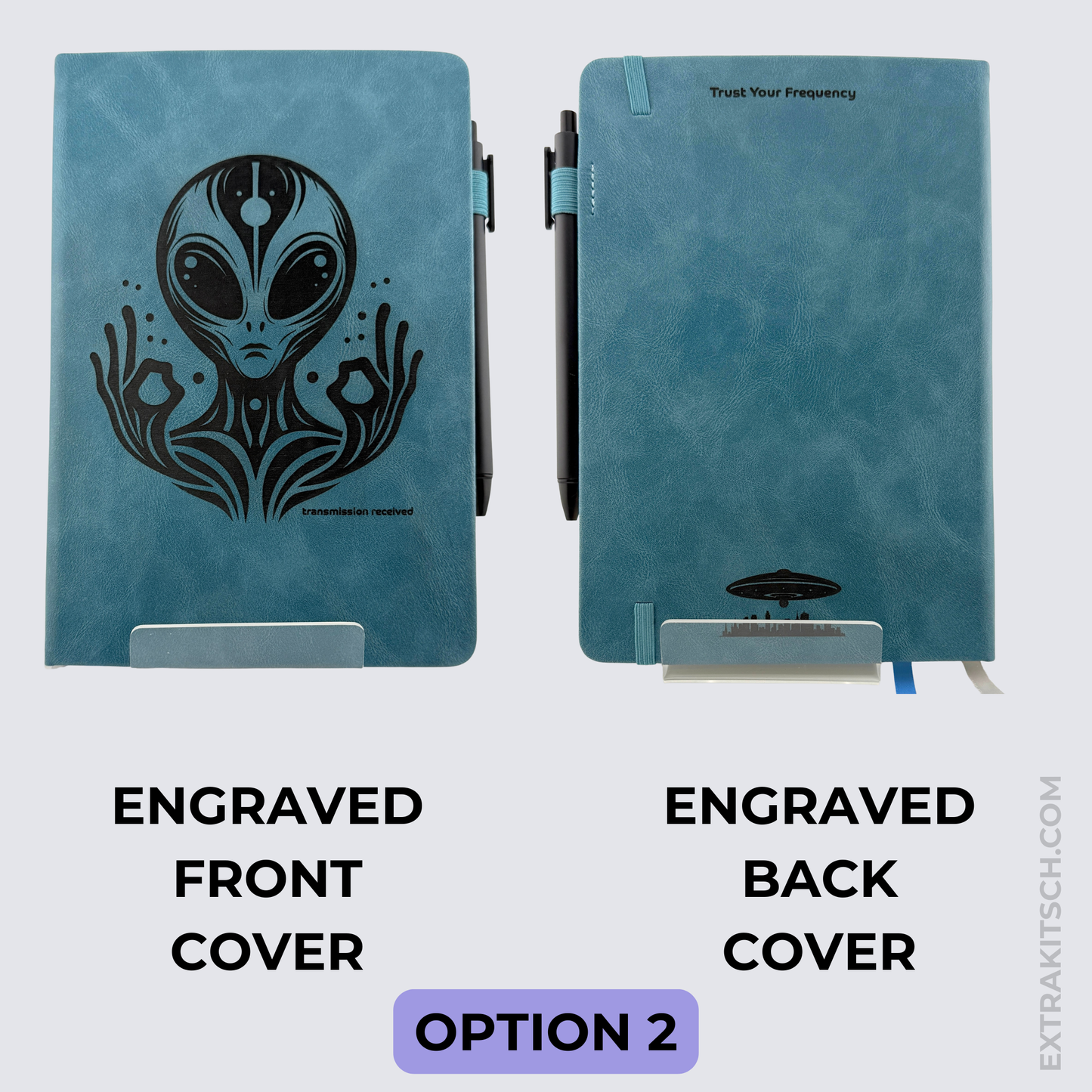 Alien Journal – Engraved Vegan Leather Notebook with Pen