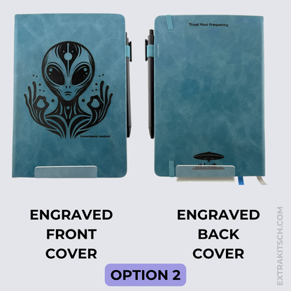 Alien Journal – Engraved Vegan Leather Notebook with Pen