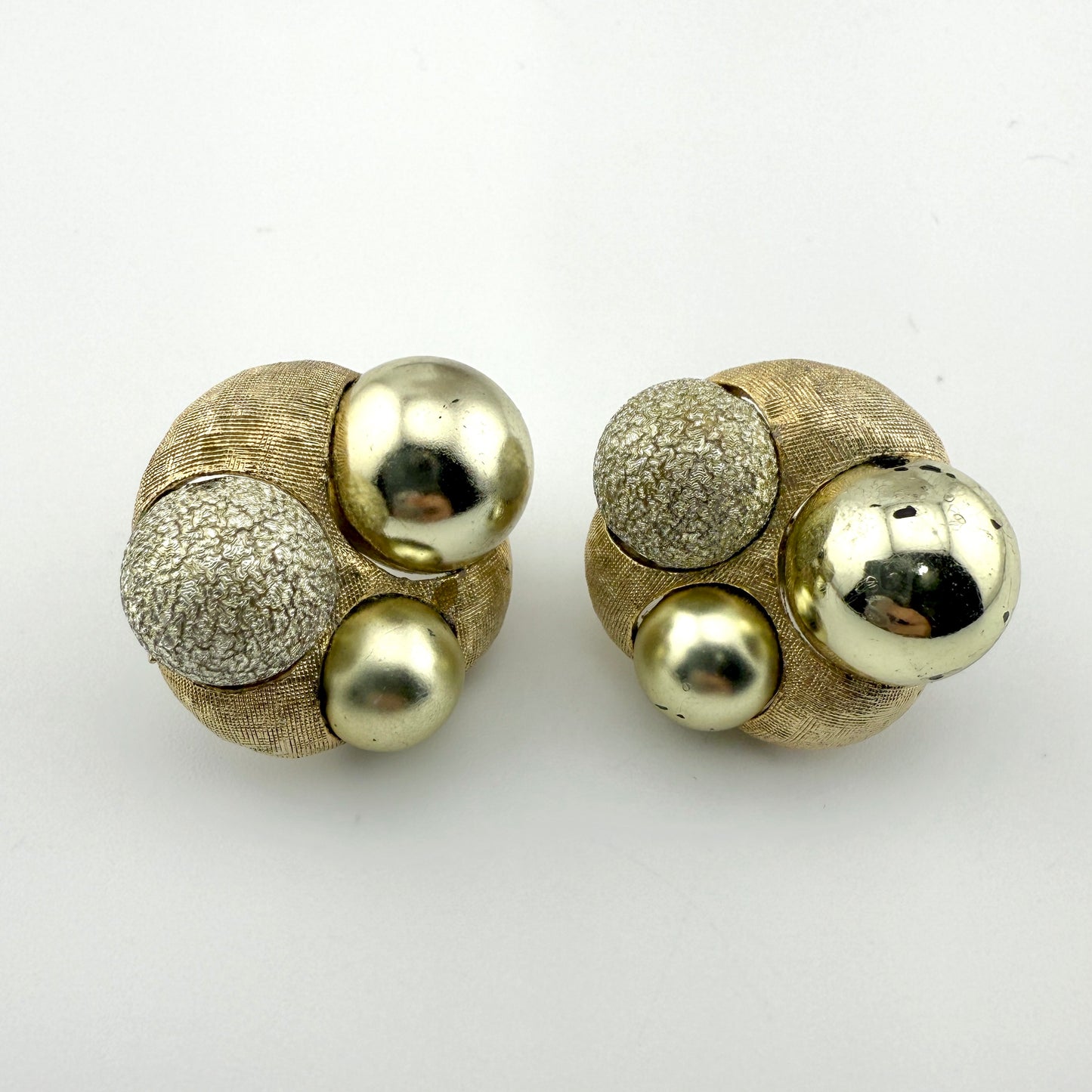 Vintage Gold Tone Cluster Clip Earrings