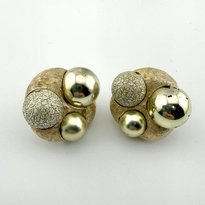 Vintage Gold Tone Cluster Clip Earrings