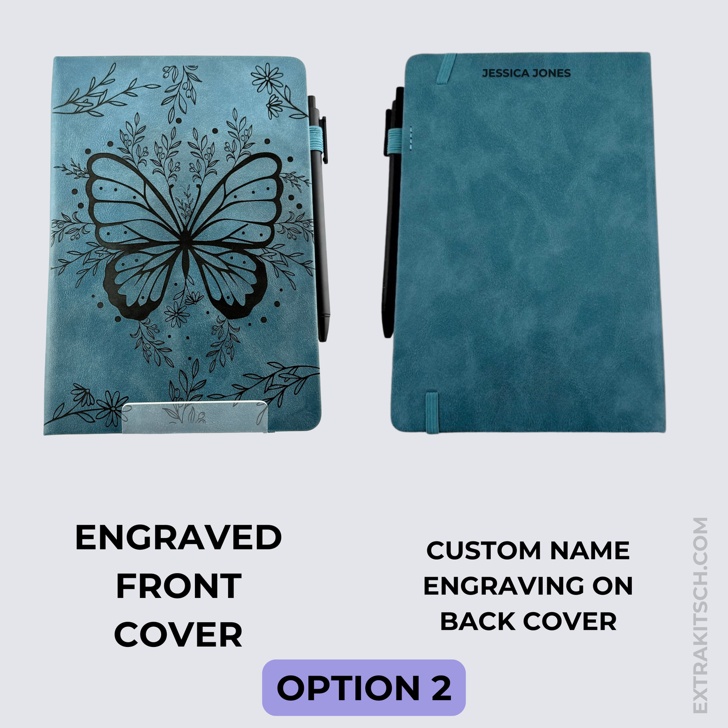 Butterfly Journal – Engraved Vegan Leather Notebook with Pen