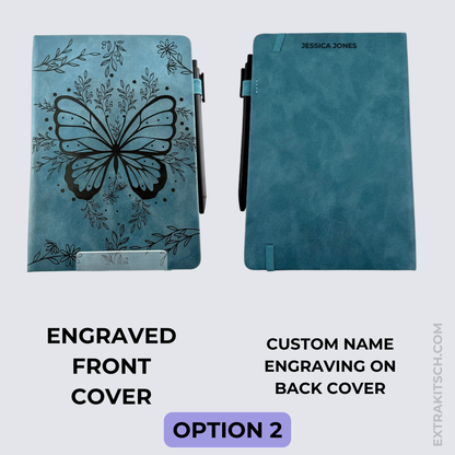 Butterfly Journal – Engraved Vegan Leather Notebook with Pen