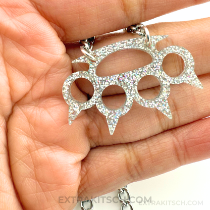Y2K Glitter Knuckles Emo Necklace * Small Charm