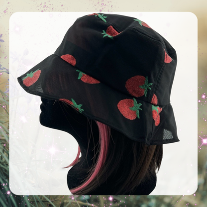 Strawberry Print Bucket Hat