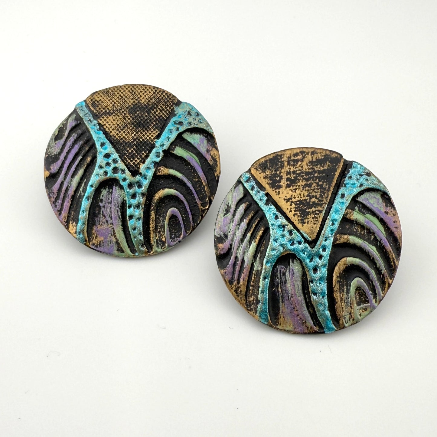 Hand Painted Abstract Statement Stud Earrings
