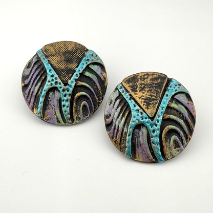 Hand Painted Abstract Statement Stud Earrings