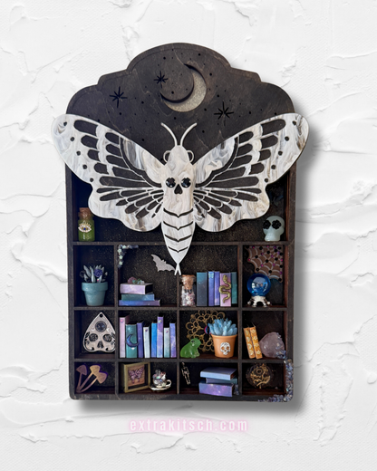 Moth Curio Shelf – Glow-in-the-Dark Miniature Shadow Box with Witchy Decor