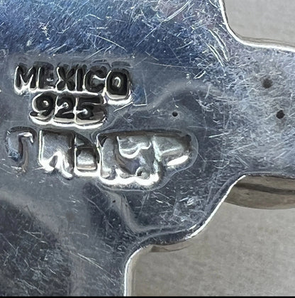 Vintage Mexican 925 Sterling Silver and Green Malachite Clip-On Earrings