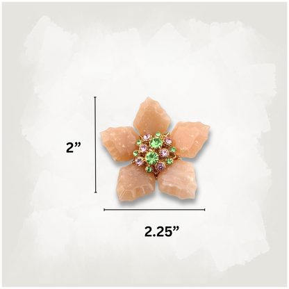 Vintage Pink Flower Rhinestone Brooch
