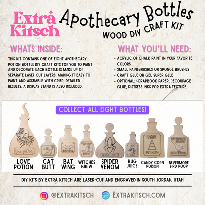 Halloween Apothecary Potion Bottle DIY Kit – Collectible Wooden Halloween Craft