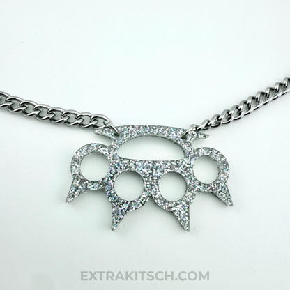 Y2K Glitter Knuckles Emo Necklace * Small Charm