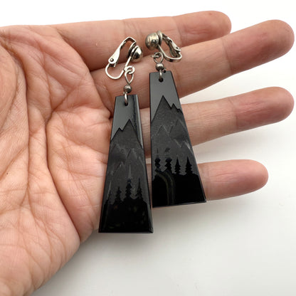 Etched Mountain Clip-On Earrings