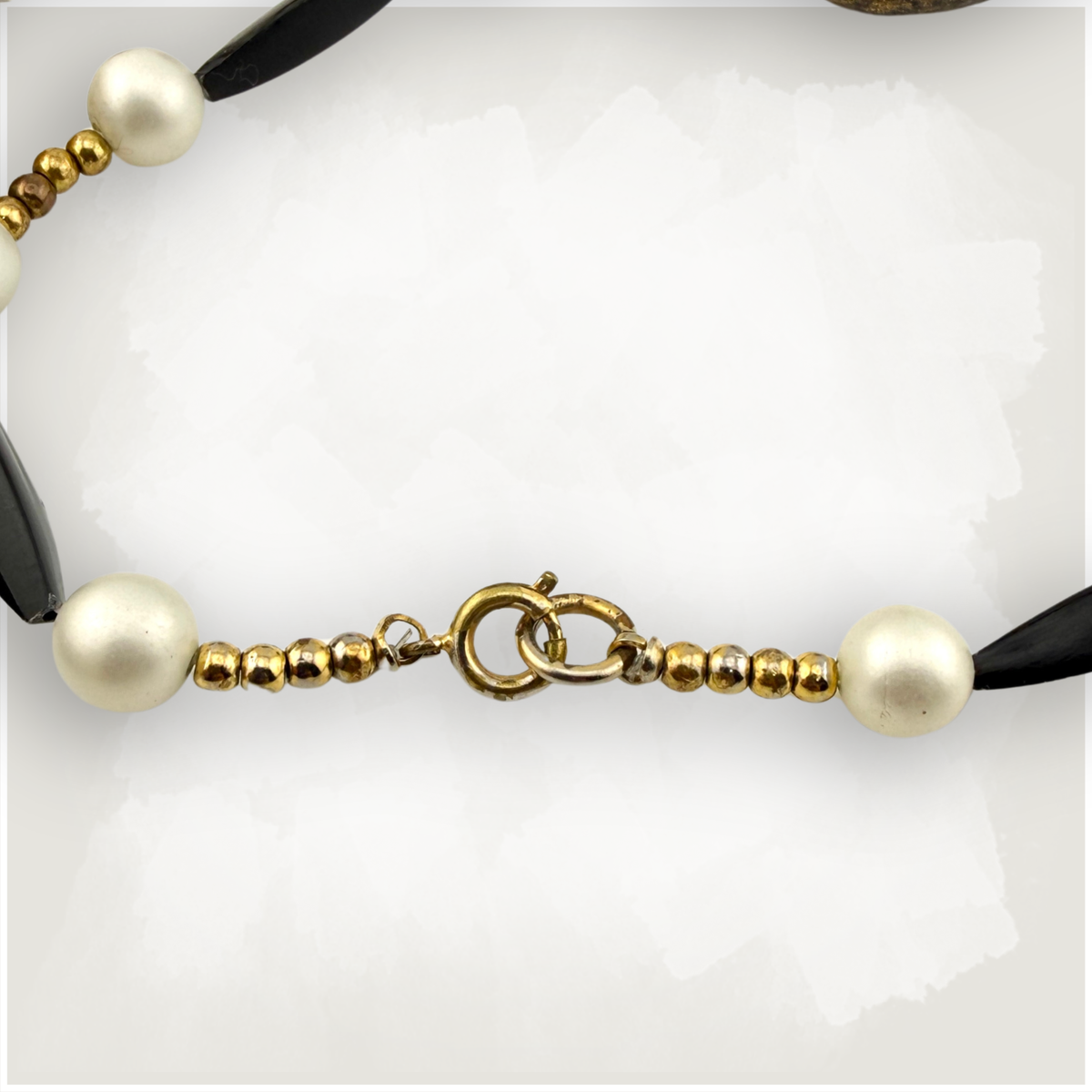 Vintage Black & Gold Beaded Tassel Flapper Necklace