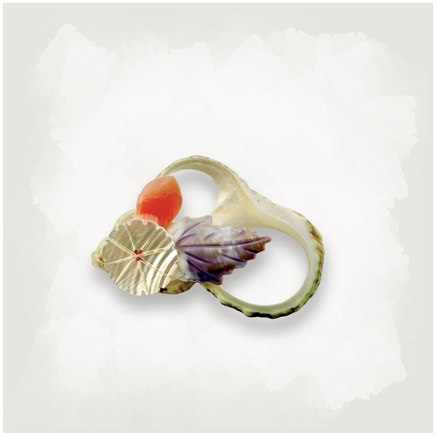 Vintage Floral Shell Pin