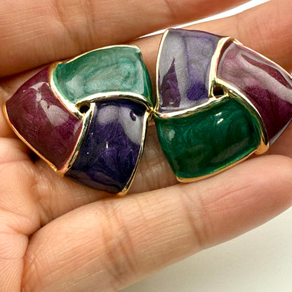 Kerissa Vintage Enamel Clip On Earrings