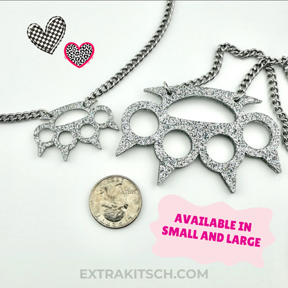Y2K Glitter Knuckles Emo Necklace * Small Charm