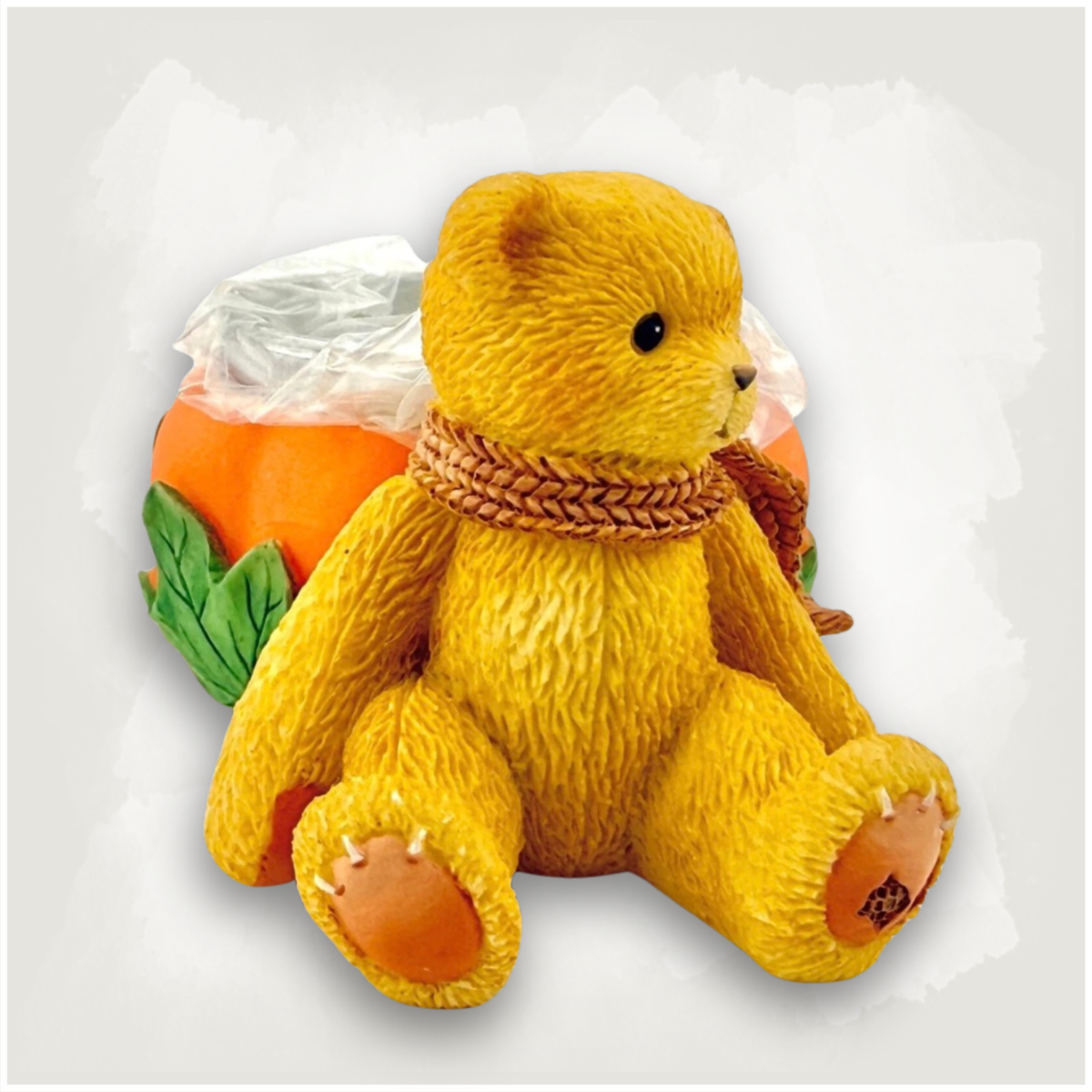 Vintage Cherished Teddies Pumpkin Candle Holder – Enesco 1998