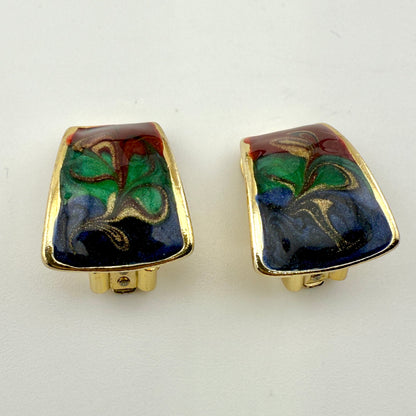 Vintage Abstract Gold Tone Clip-On Earrings
