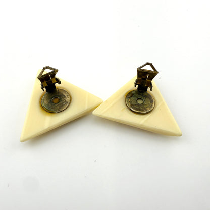Vintage Geometric Lucite Clip On Earrings