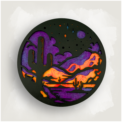 Psychedelic Trippy Desert Blacklight Wood Wall Art