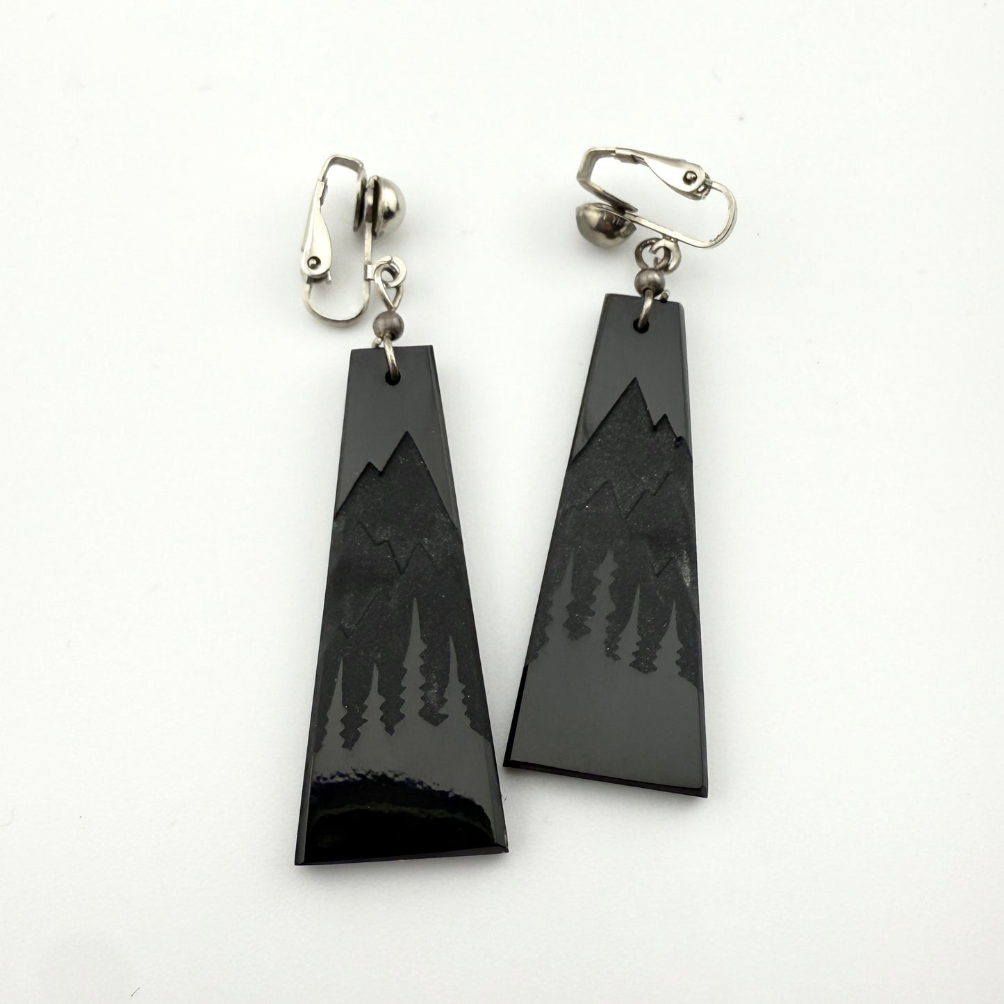 Etched Mountain Clip-On Earrings