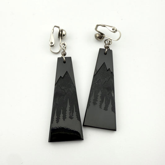 Etched Mountain Clip-On Earrings