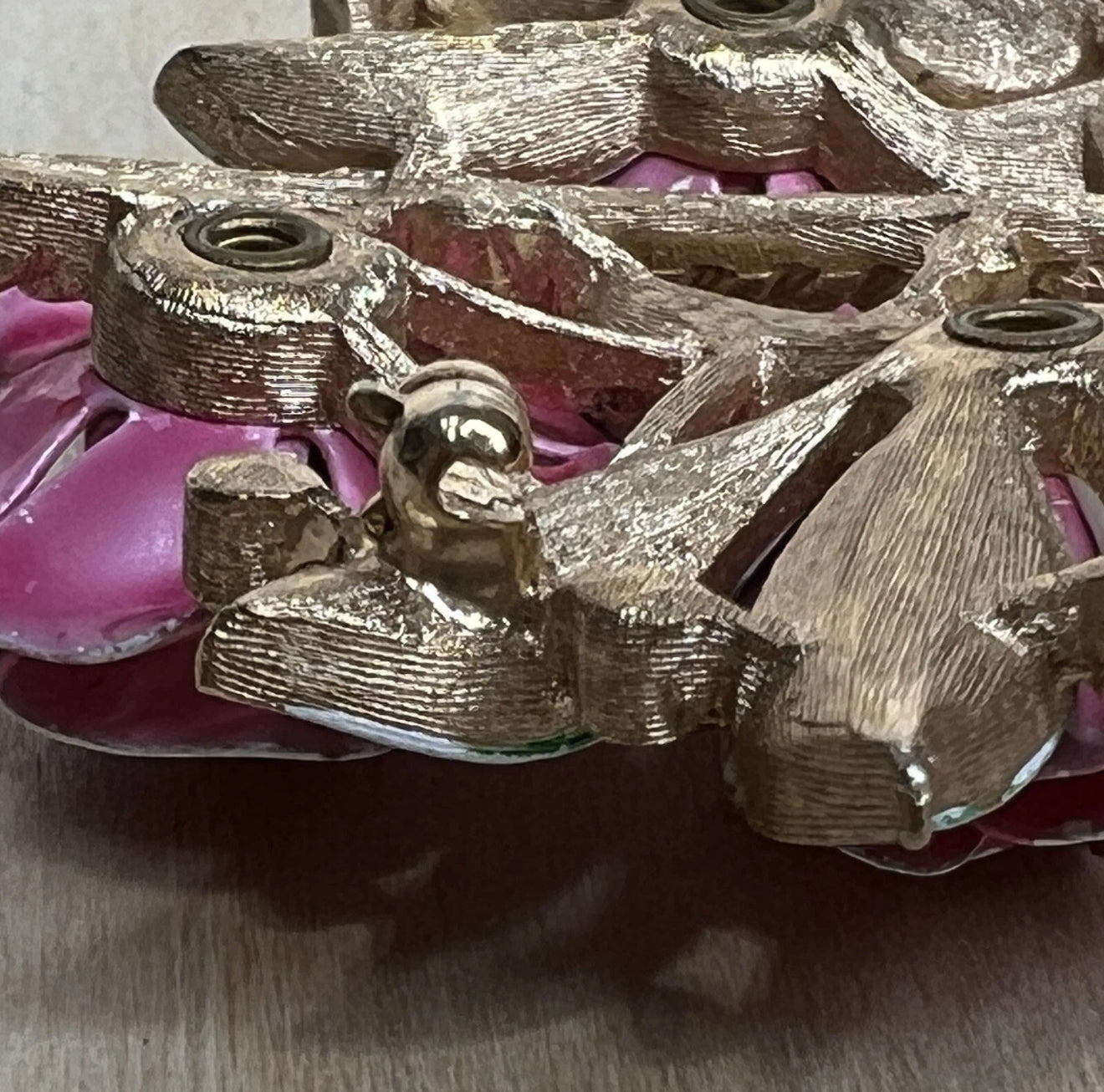 Vintage Crown Trifari Pink Rose Basket Brooch