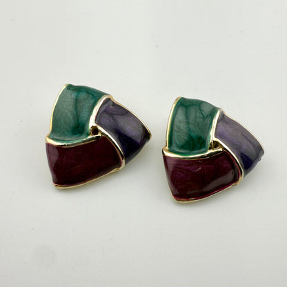 Kerissa Vintage Enamel Clip On Earrings